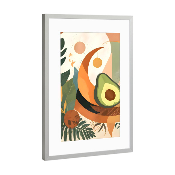 Poster mit Rahmen Silber "Mond-Avocado" artboxONE - Floral