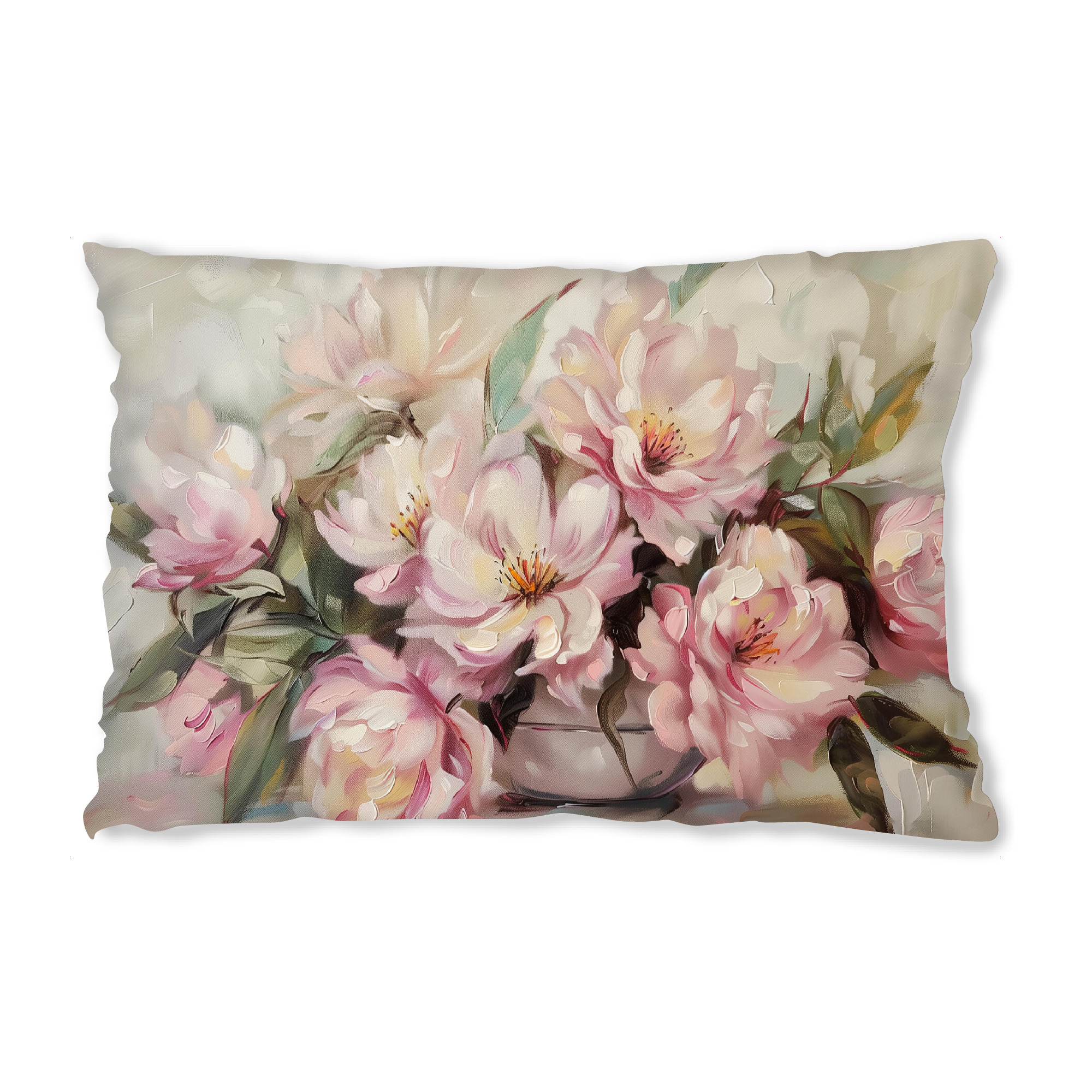 Design-Kissen "Vintage Pfingstrosen in Vase" artboxONE - Natur,Floral - Pfingstrosen-malerei,Vintage-malerei,Floral,Natur