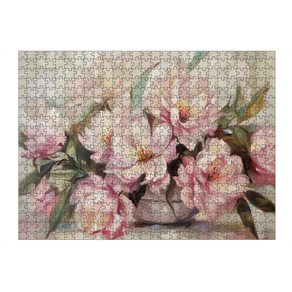 artboxONE Puzzle "Vintage Pfingstrosen in Vase" artboxONE - Natur,Floral - Pfingstrosen-malerei,Vintage-malerei,Floral,Natur