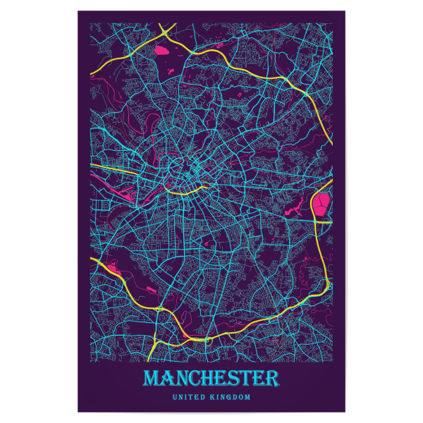 Poster "Map Plan Manchester" artboxONE - Städte / Weitere,Kartografie