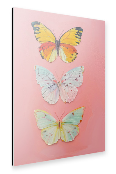 Alu-Dibond "Pink Butterflies Painting" 30x20 cm artboxONE