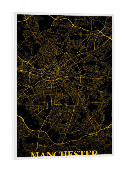 Poster mit weißem Rahmen "City Map Manchester" artboxONE - Städte / Weitere,Kartografie