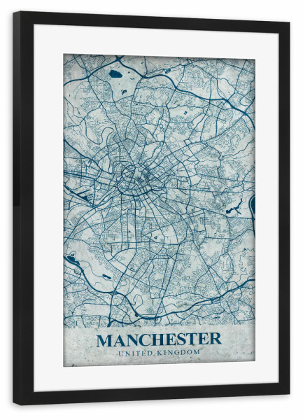 Poster mit Rahmen schwarz "Manchester Vintage" artboxONE - Städte / Weitere