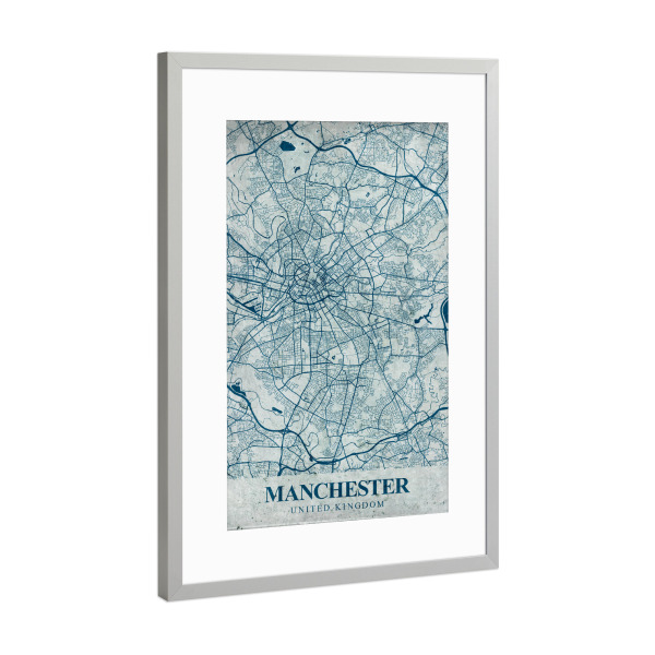 Poster mit Rahmen Silber "Manchester Vintage" artboxONE - Städte / Weitere