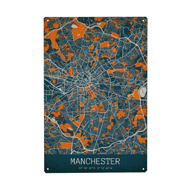Holzbild "Manchester Vintage Map" artboxONE - Städte / Weitere,Kartografie
