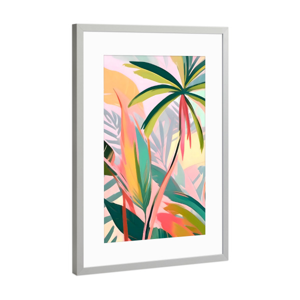 Poster mit Rahmen Silber "Tropische Juwelen" artboxONE - Floral