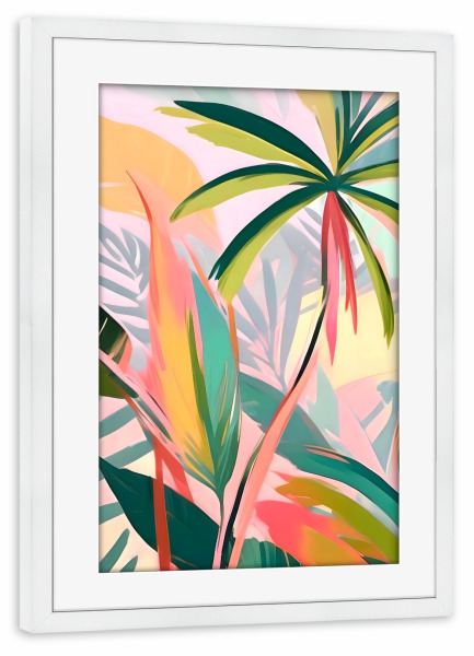 Poster mit Rahmen weiß "Tropische Juwelen" artboxONE - Floral