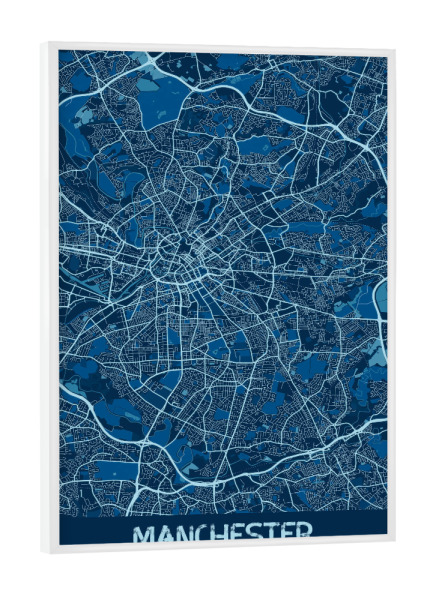 Poster mit weißem Rahmen "Stadtplan Manchester" artboxONE - Städte / Weitere,Kartografie