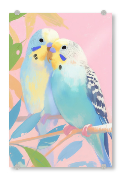 Acrylglasbild "Romantische Wellensittich" artboxONE - Floral,Tiere,Liebe