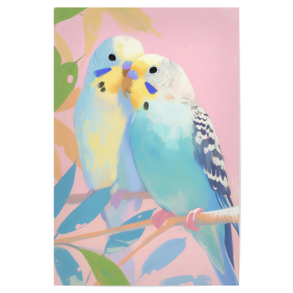 Poster 30x20 cm "Romantische Wellensittich" artboxONE - Floral,Tiere,Liebe
