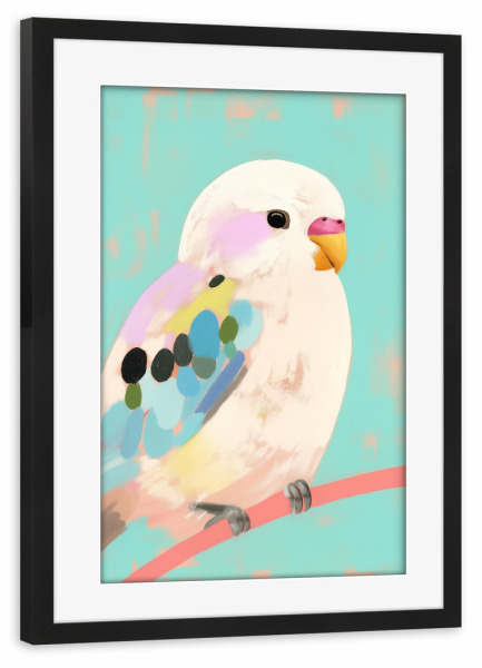 Poster mit Rahmen schwarz "Wellensittich Pastell" artboxONE - Natur,Tiere