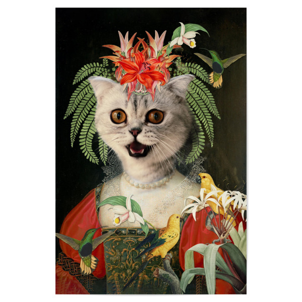 Poster "Katze mit Vogelfreunden" artboxONE - Natur,Floral,Tiere,Lustig
