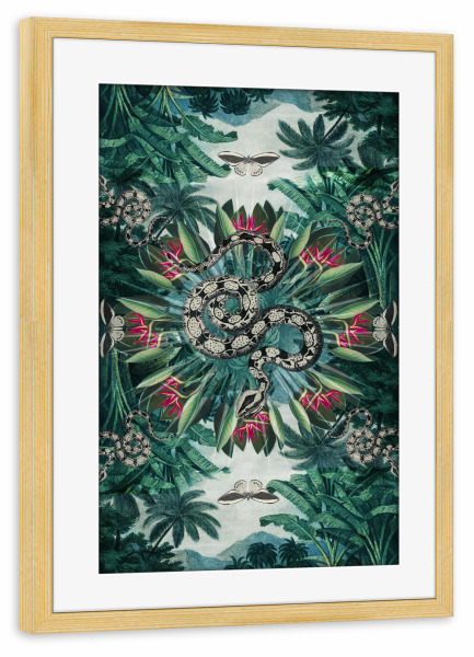 Poster mit Rahmen kiefer "Tropical Snake Mandala" artboxONE - Natur,Floral,Tiere,Reise / Afrika,Reise / Asien