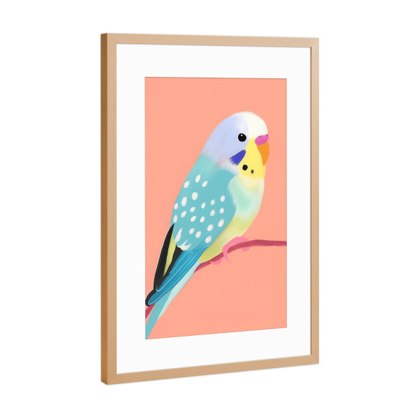 Poster mit Rahmen Kupfer "Süßer Wellensittich" artboxONE - Natur,Tiere,Abstrakt