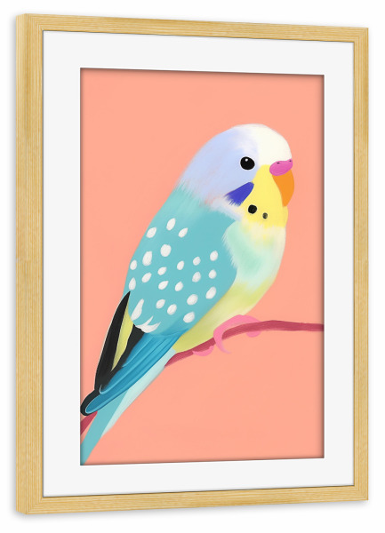 Poster mit Rahmen kiefer "Süßer Wellensittich" artboxONE - Natur,Tiere,Abstrakt