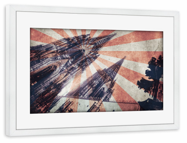 Poster mit Rahmen weiß "Köln Vintage Style" artboxONE - Städte / Köln,Reise,Architektur,Reise / Länder