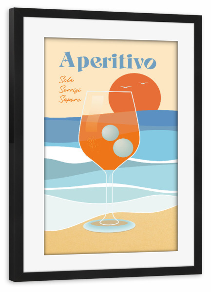 Poster mit Rahmen schwarz "Aperitif am Meer" artboxONE - Reise,Essen & Trinken,Essen & Trinken / Alkohol