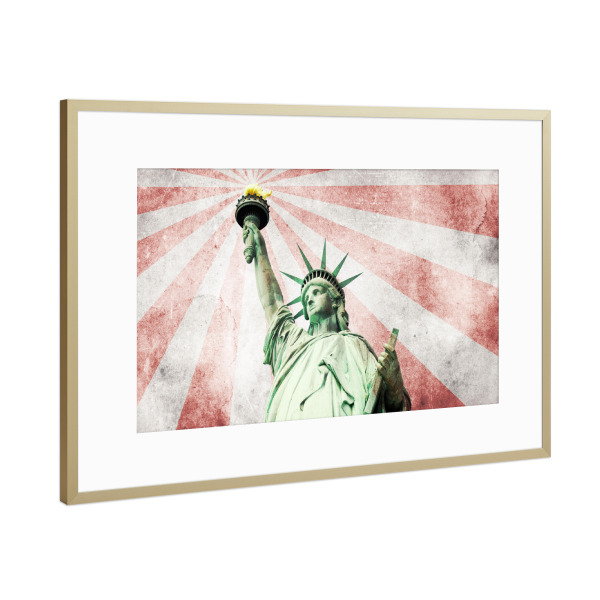 Poster mit Rahmen Gold "Miss Liberty Vintage Style" artboxONE - Städte,Städte / New York,Reise,Reise / Länder