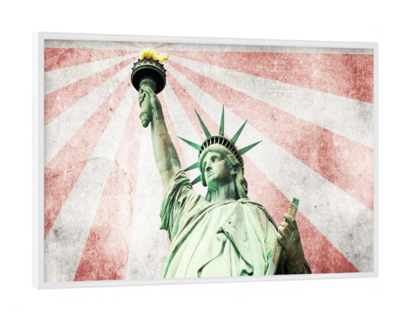 Poster mit weißem Rahmen "Miss Liberty Vintage Style" artboxONE - Städte,Städte / New York,Reise,Reise / Länder