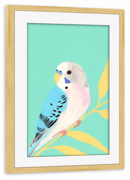 Poster mit Rahmen kiefer "Wellensittich Liebhaber" artboxONE - Natur,Tiere,Abstrakt