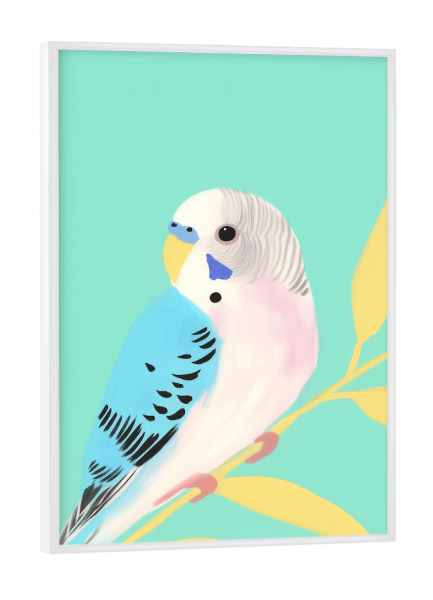 Poster mit weißem Rahmen "Wellensittich Liebhaber" artboxONE - Natur,Tiere,Abstrakt