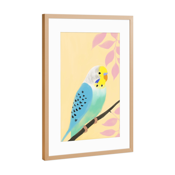 Poster mit Rahmen Kupfer "Wellensittich Pastell Traum" artboxONE - Natur,Tiere,Abstrakt
