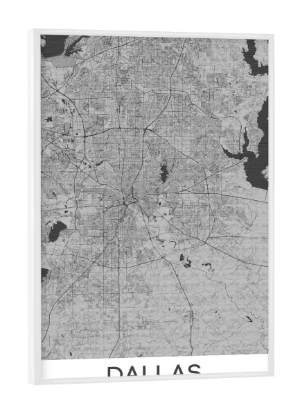 Poster mit weißem Rahmen "Dallas Bleistift Map" artboxONE - Städte / Weitere,Kartografie