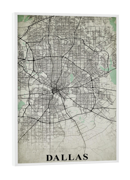 Poster mit weißem Rahmen "Dallas Vintage CityMap" artboxONE - Städte / Weitere,Kartografie