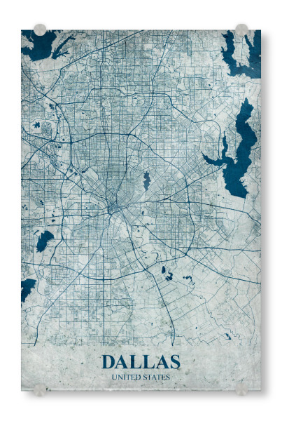 Acrylglasbild "Vintage City Dallas" artboxONE - Städte / Weitere,Kartografie