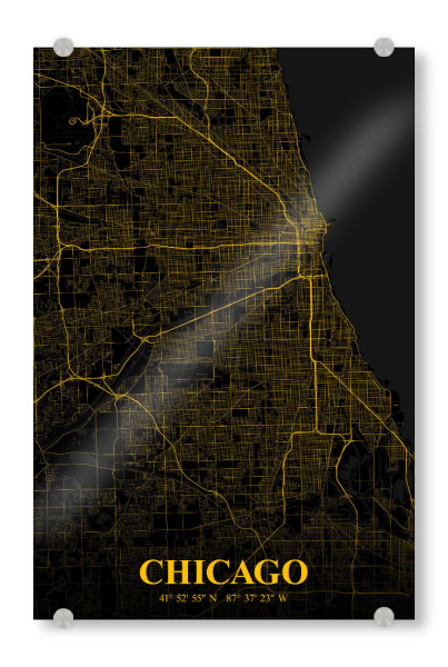 Acrylglasbild "Chicago Stadtplan" artboxONE - Städte / Chicago,Kartografie