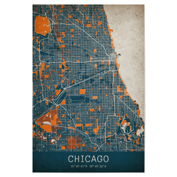 Poster 30x20 cm "Chicago Vintage Map" artboxONE - Städte / Chicago,Kartografie