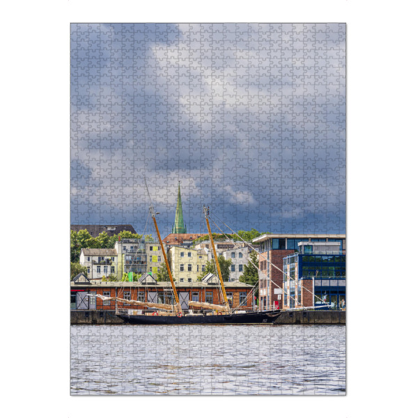 Puzzle Ravensburger "Warnow, Segelschiff und Kirchturm" artboxONE - Städte,Natur,Reise,Architektur
