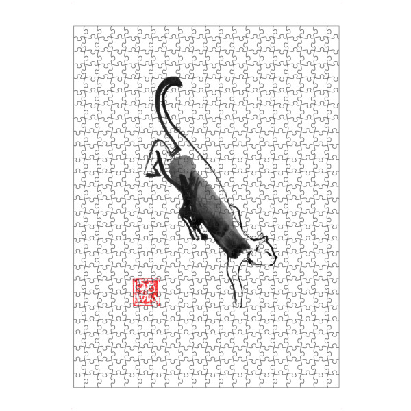 artboxONE Puzzle "Schleichende Katze" artboxONE - Tiere,Schwarzweiß - Katze,Sumie,Japan,Schwarzweiß,Tier - Bild katze
