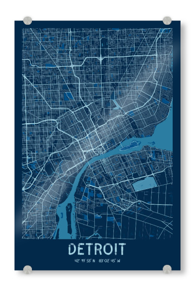 Acrylglasbild "Map Detroit" artboxONE - Städte / Weitere,Kartografie