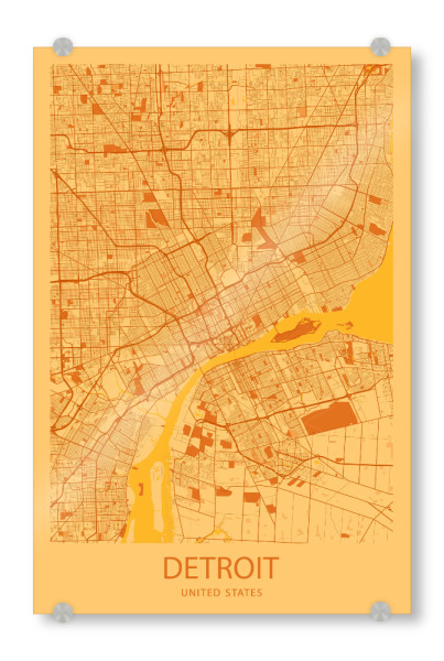 Acrylglasbild "Stadt Map Detroit" artboxONE - Städte / Weitere,Kartografie