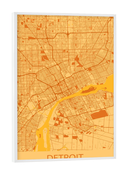 Poster mit weißem Rahmen "Stadt Map Detroit" artboxONE - Städte / Weitere,Kartografie