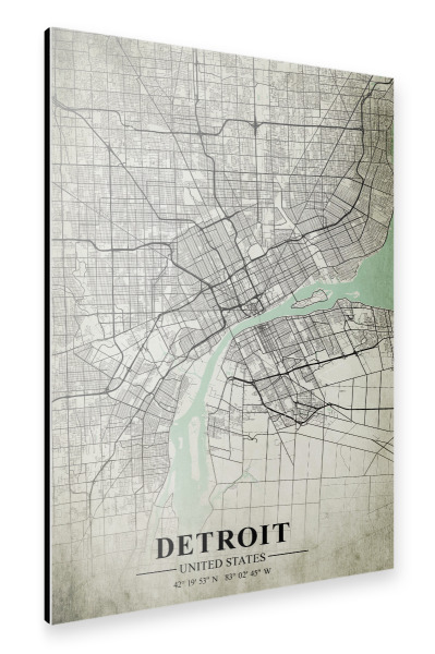 Alu-Dibond "Detroit Vintage CityMap" 30x20 cm artboxONE