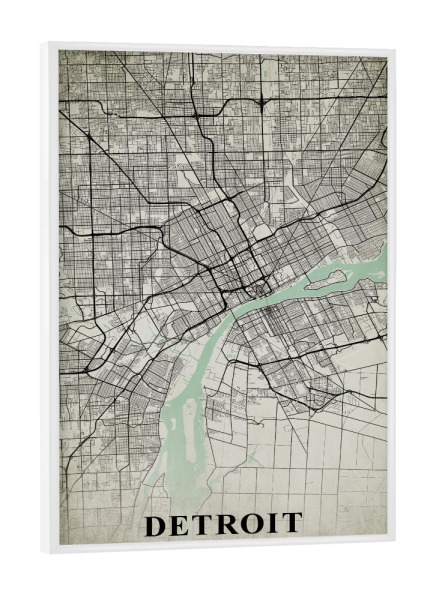 Poster mit weißem Rahmen "Detroit Vintage CityMap" artboxONE - Städte / Weitere,Kartografie