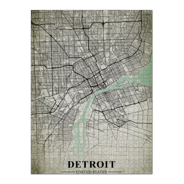 Puzzle Ravensburger "Detroit Vintage CityMap" artboxONE - Städte / Weitere,Kartografie