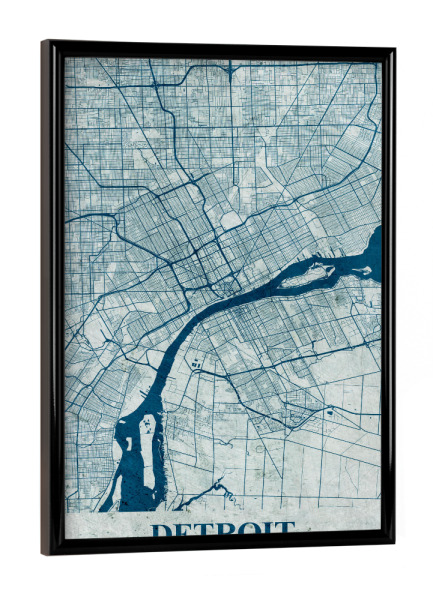 Poster mit schwarzem Rahmen "Detroit Vintage" artboxONE - Städte / Weitere,Kartografie