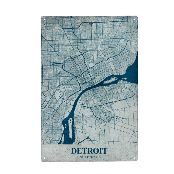 Holzbild "Detroit Vintage" artboxONE - Städte / Weitere,Kartografie