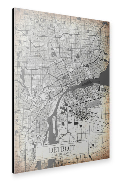 Alu-Dibond "Retro City Detroit" 30x20 cm artboxONE