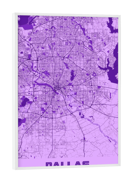 Poster mit weißem Rahmen "City Map Dallas" artboxONE - Städte / Weitere,Kartografie