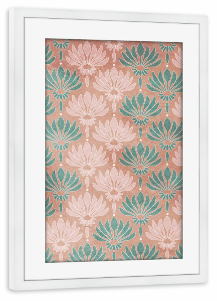 Poster mit Rahmen weiß "Art Deco Lilien à la Marokko" artboxONE - Floral,Abstrakt,Marmor