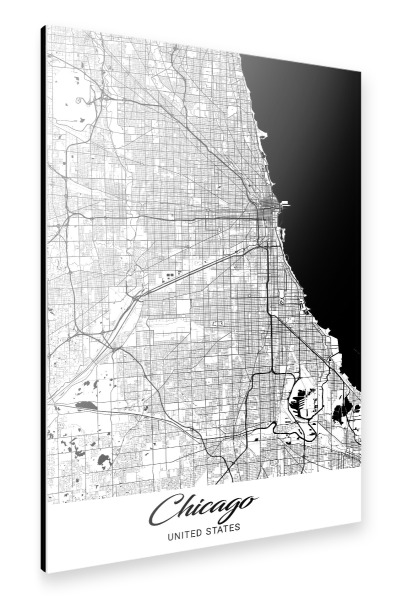 Alu-Dibond "Chicago City Map" 30x20 cm artboxONE