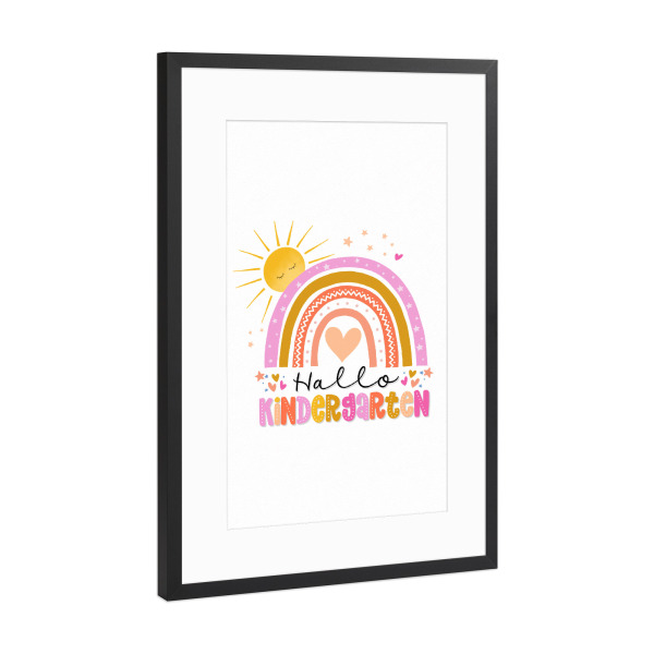 Poster mit Rahmen Schwarz (Metallic) "Kindergarten-Kind" artboxONE - Typografie,Für Kinder,Lustig