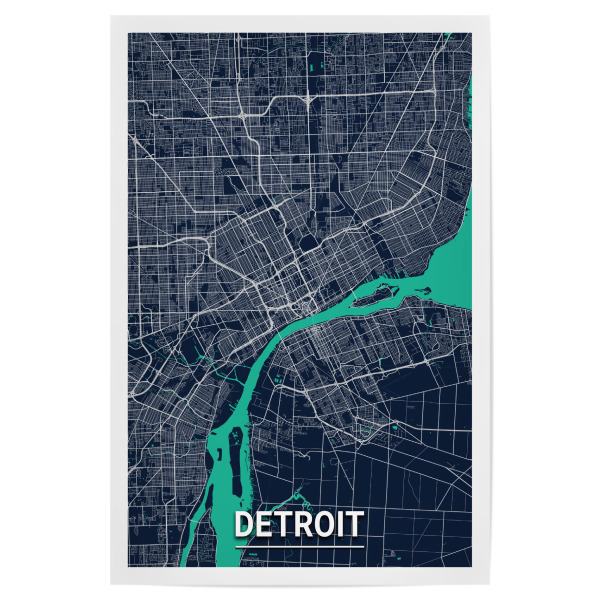 Poster 30x20 cm "Detroit Map" artboxONE - Städte / Weitere,Kartografie