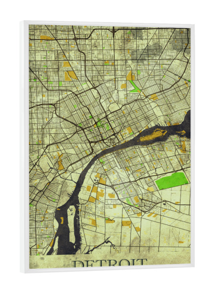 Poster mit weißem Rahmen "Detroit Vintage City Map" artboxONE - Städte / Weitere,Kartografie