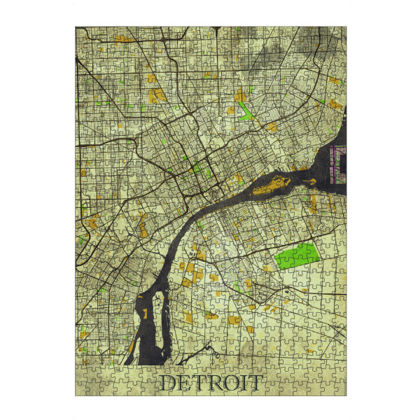 Puzzle Ravensburger "Detroit Vintage City Map" artboxONE - Städte / Weitere,Kartografie