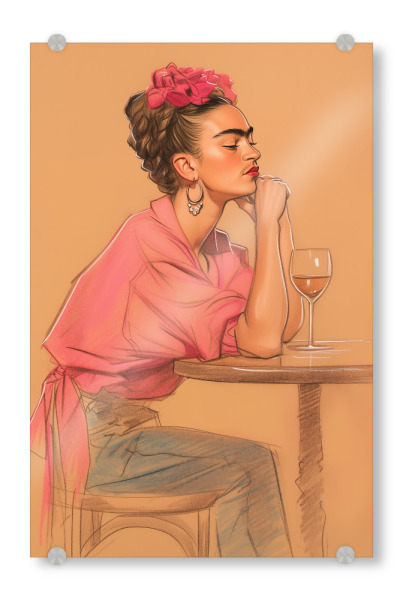 Acrylglasbild "Vintage Frida" artboxONE - Abstrakt,Menschen,Essen & Trinken / Alkohol